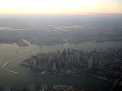 Chegando a Nova York de avião